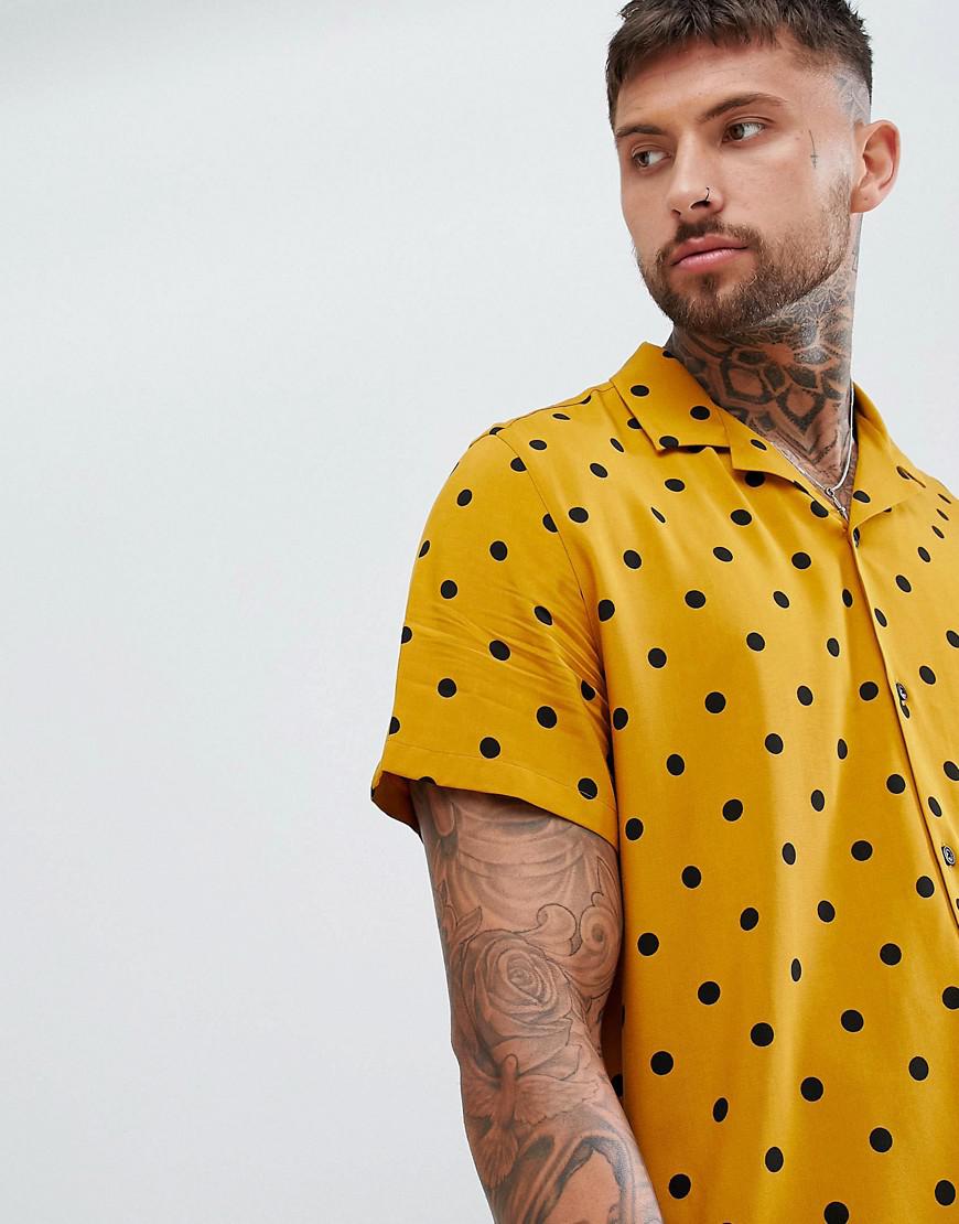 ASOS Oversized Polka Dot Shirt In Mustard in Yellow for Men | Lyst UK