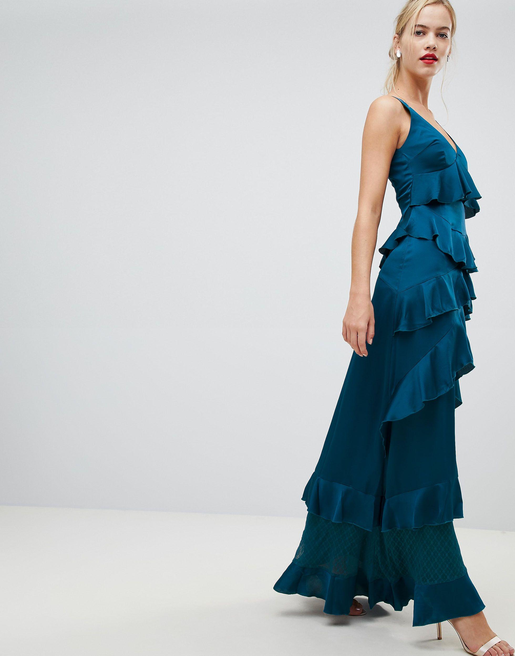 ruffle layer maxi dress