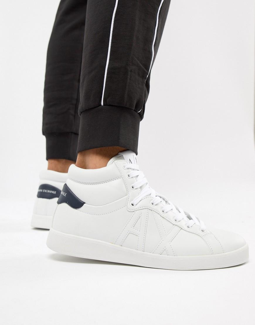 Armani Exchange Rubber Hoge Sneakers In Wit in het Wit voor heren - Lyst