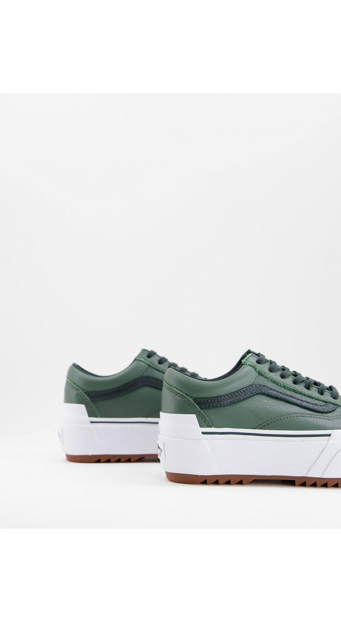 Vans Old Skool Stacked Tumbled Leather Sneakers in Green for Men | Lyst