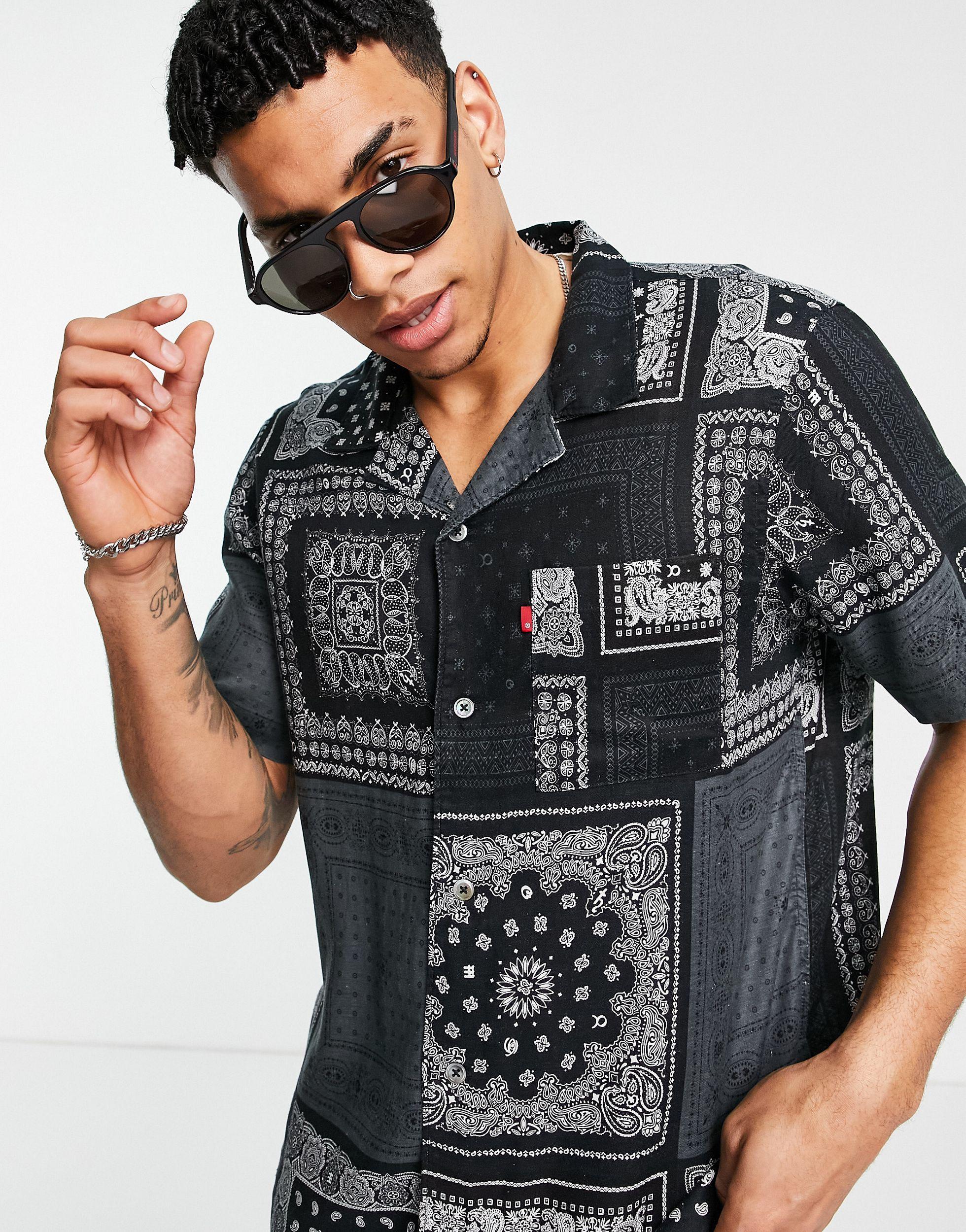 Levi's Cubano Short Sleeve Multibandana Print Shirt in Black for Men | Lyst  Australia