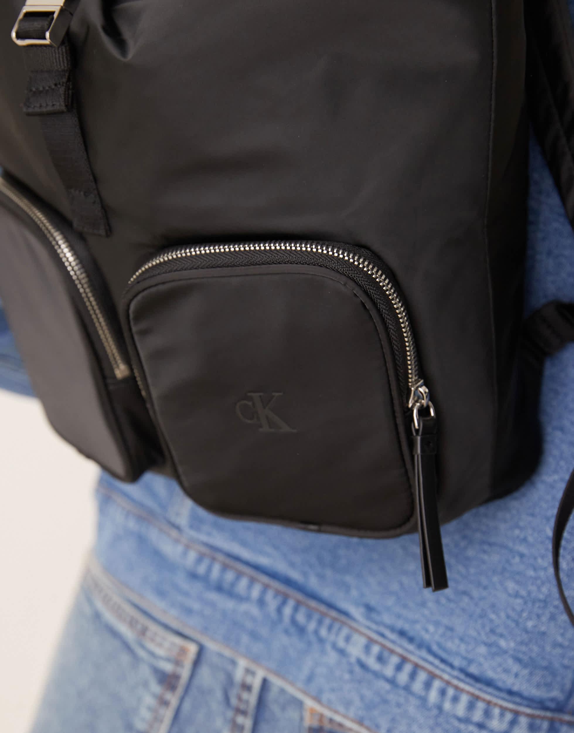 Calvin Klein Nylon Pocket Backpack in Blue | Lyst