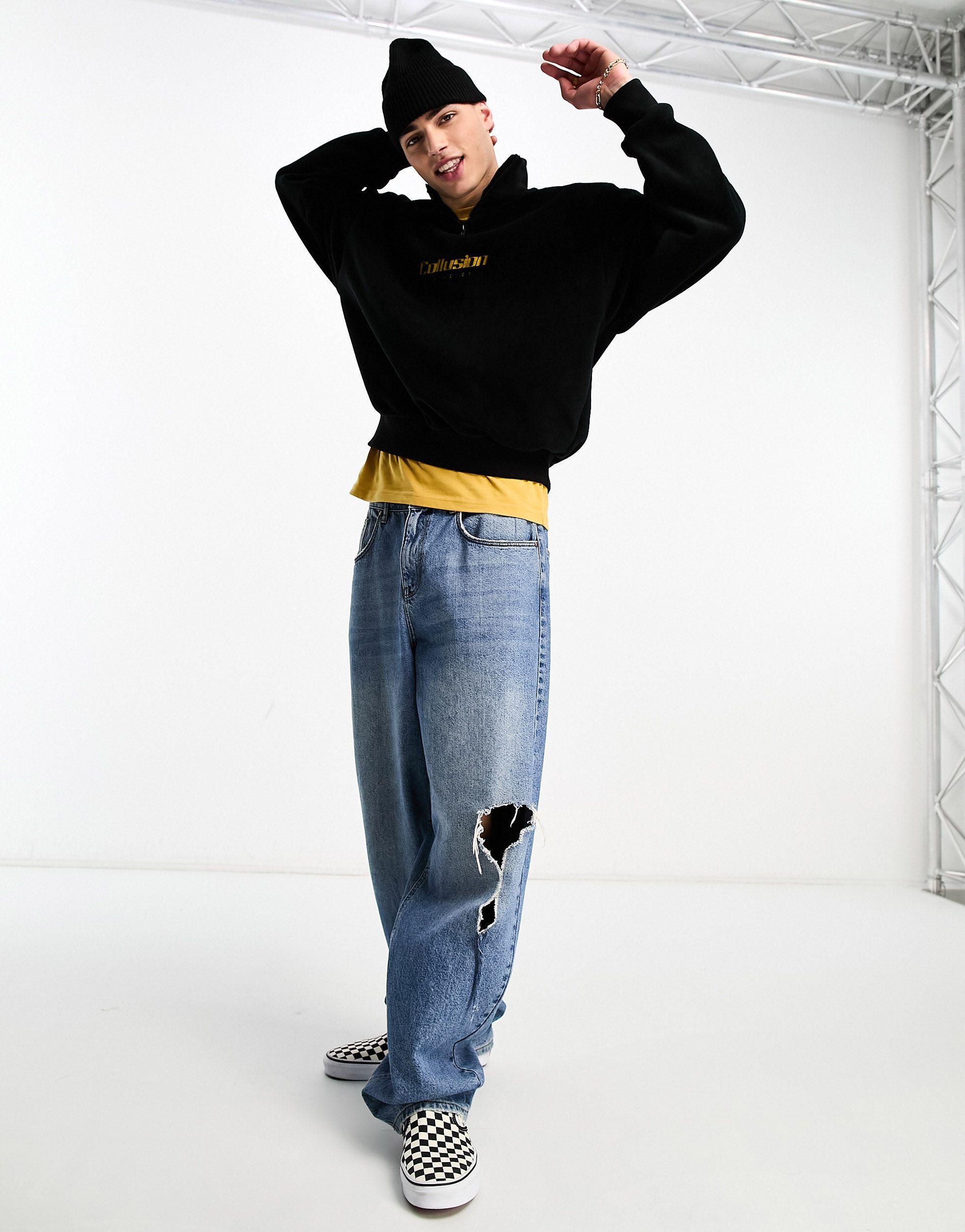 Collusion Reserve Fleece Logo Sweatshirt in Black for Men Lyst