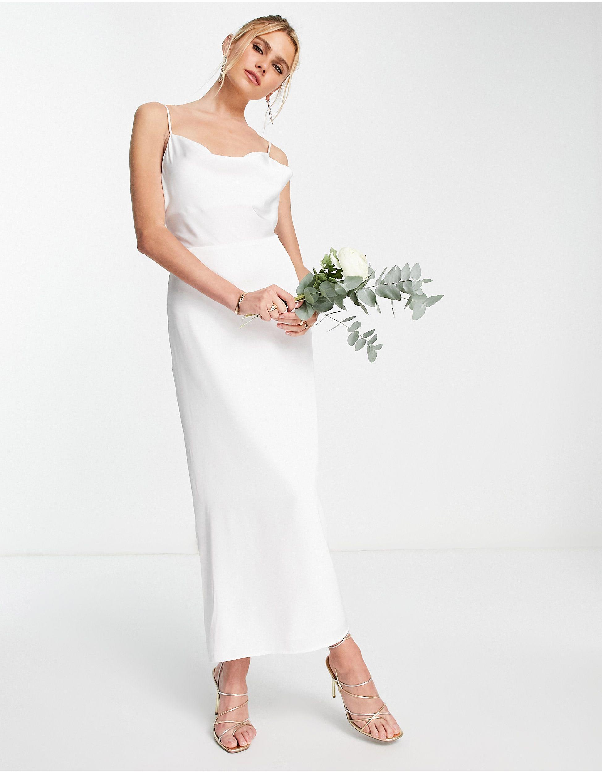 Vila Bridal Cami Maxi Dress With Cowl Neck in White | Lyst