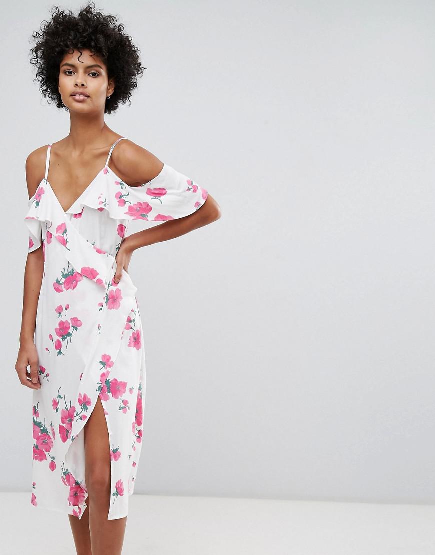 warehouse cold shoulder dress