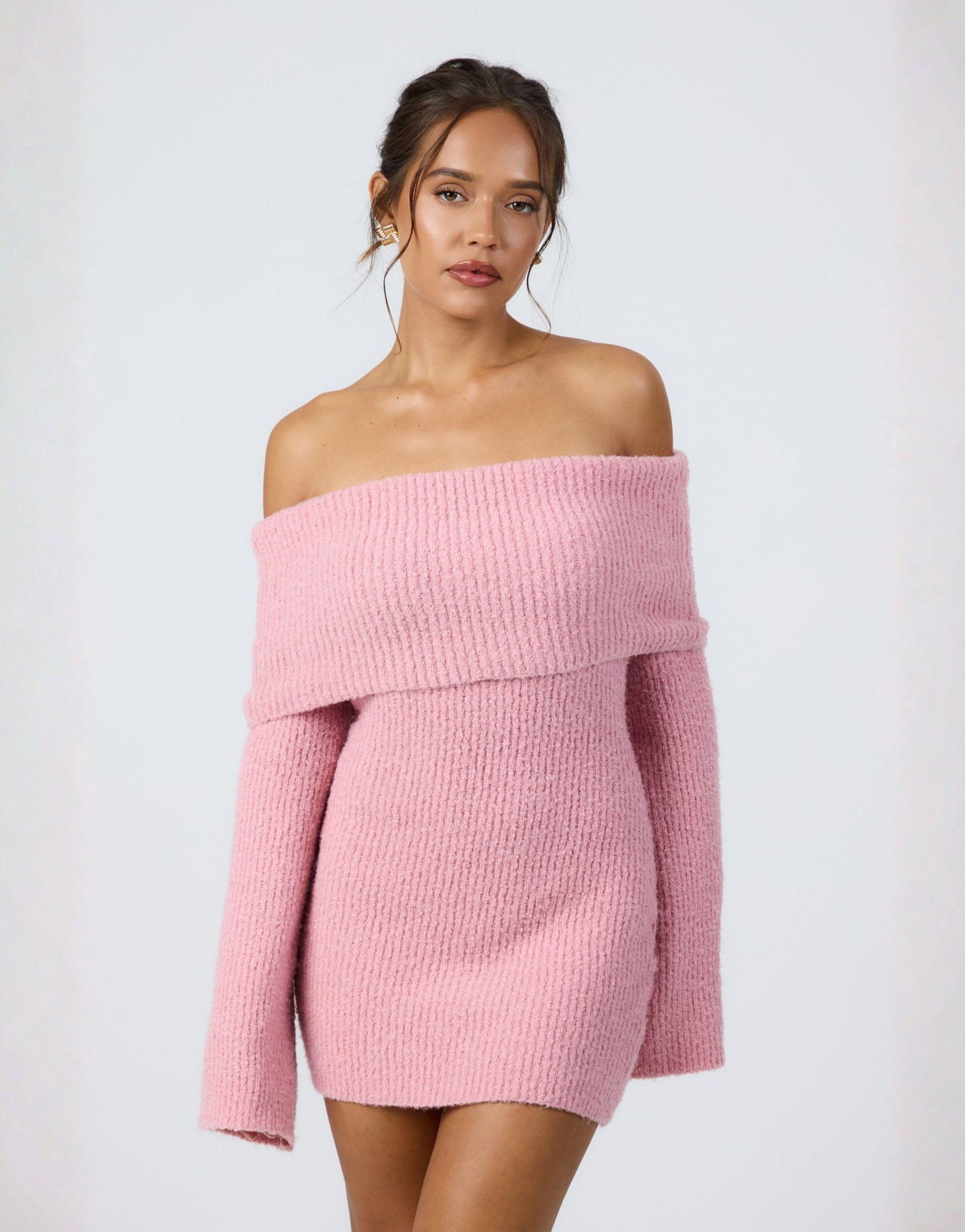 asos pink sweater dress Asos Lounge Knitted Sweater Dress, $46 | Asos