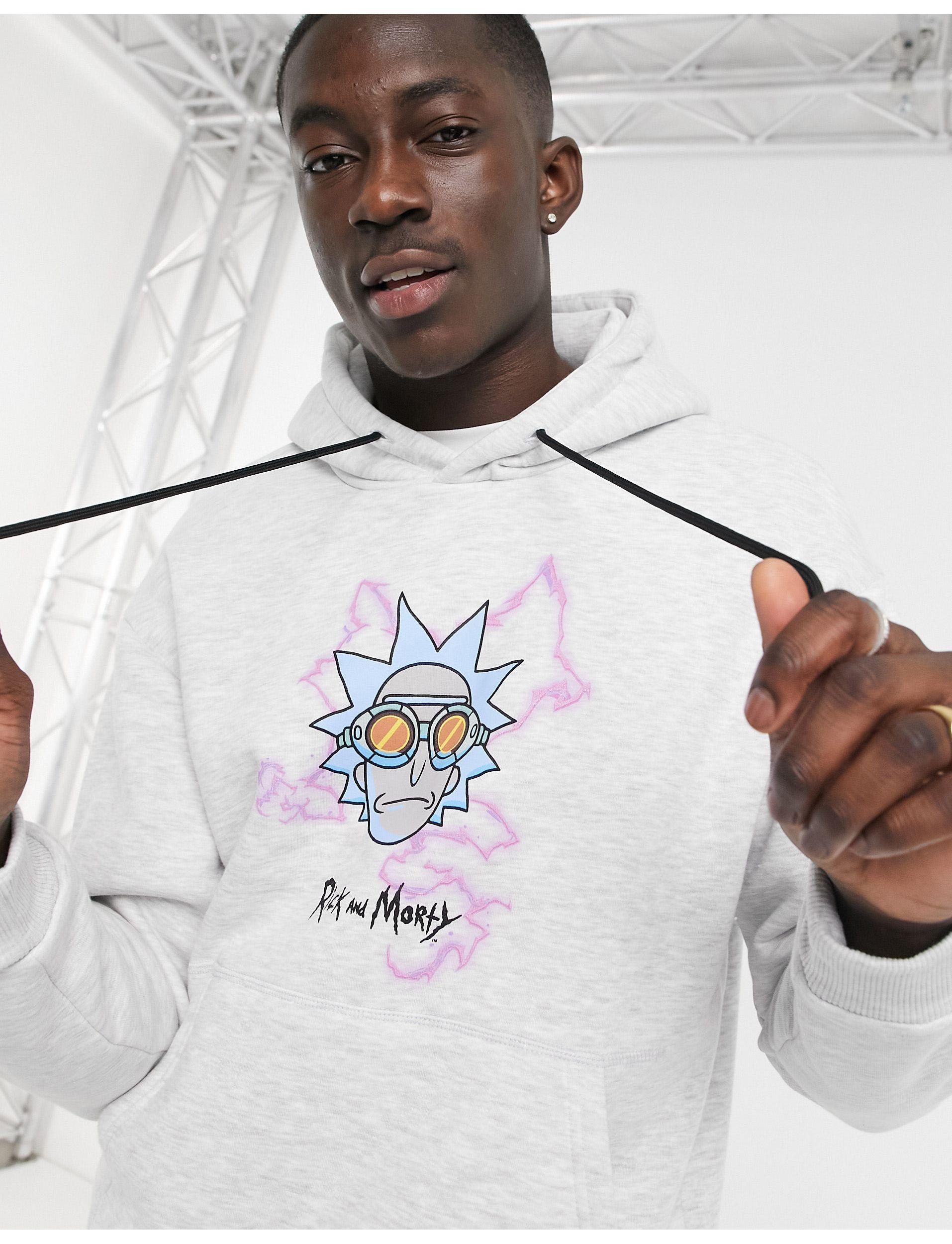 Bershka 'Rick And Morty' Back Print Hoodie In Gray Heather | forum.iktva.sa