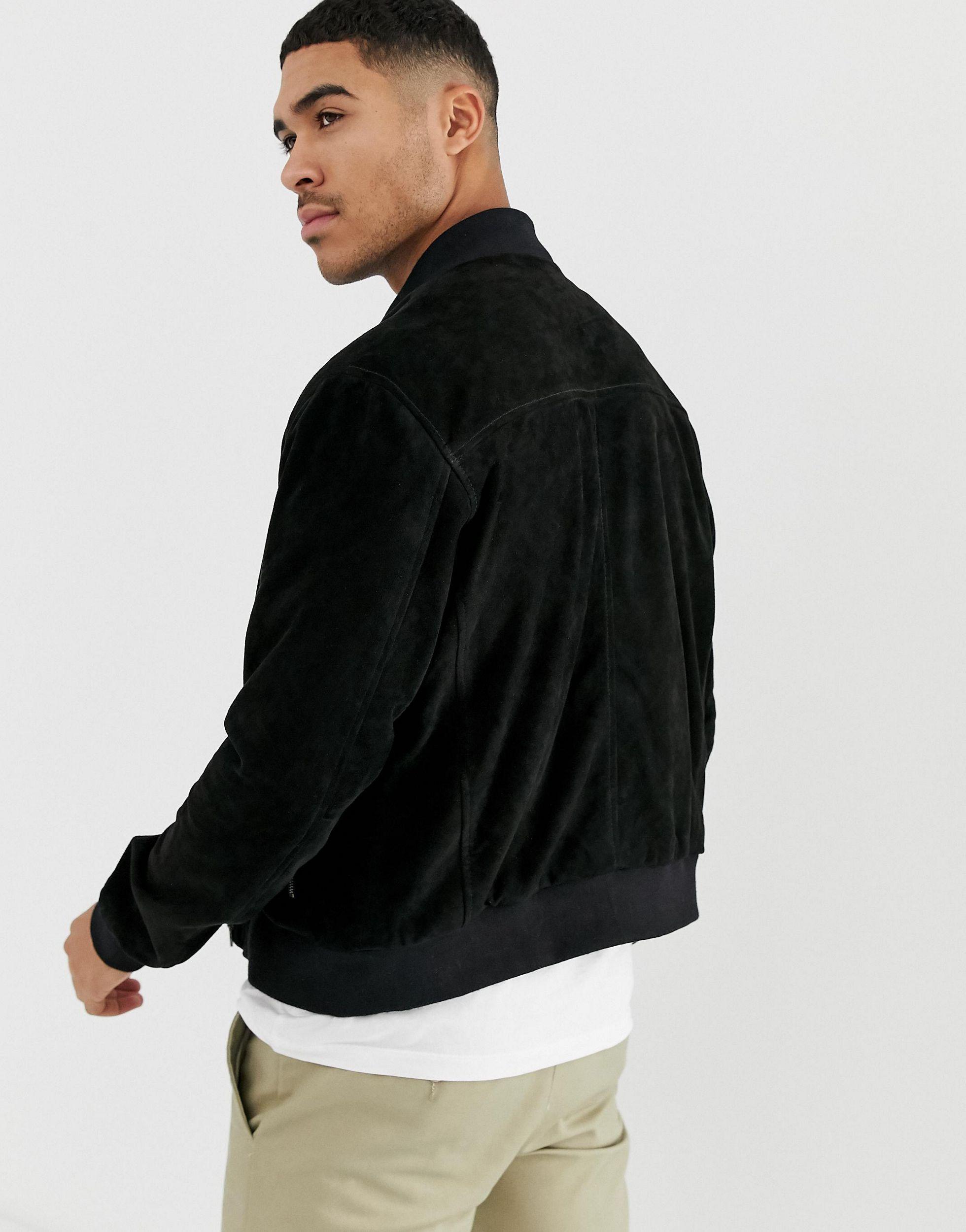 Bolongaro Trevor Suede Bomber Jacket in Black for Men Lyst