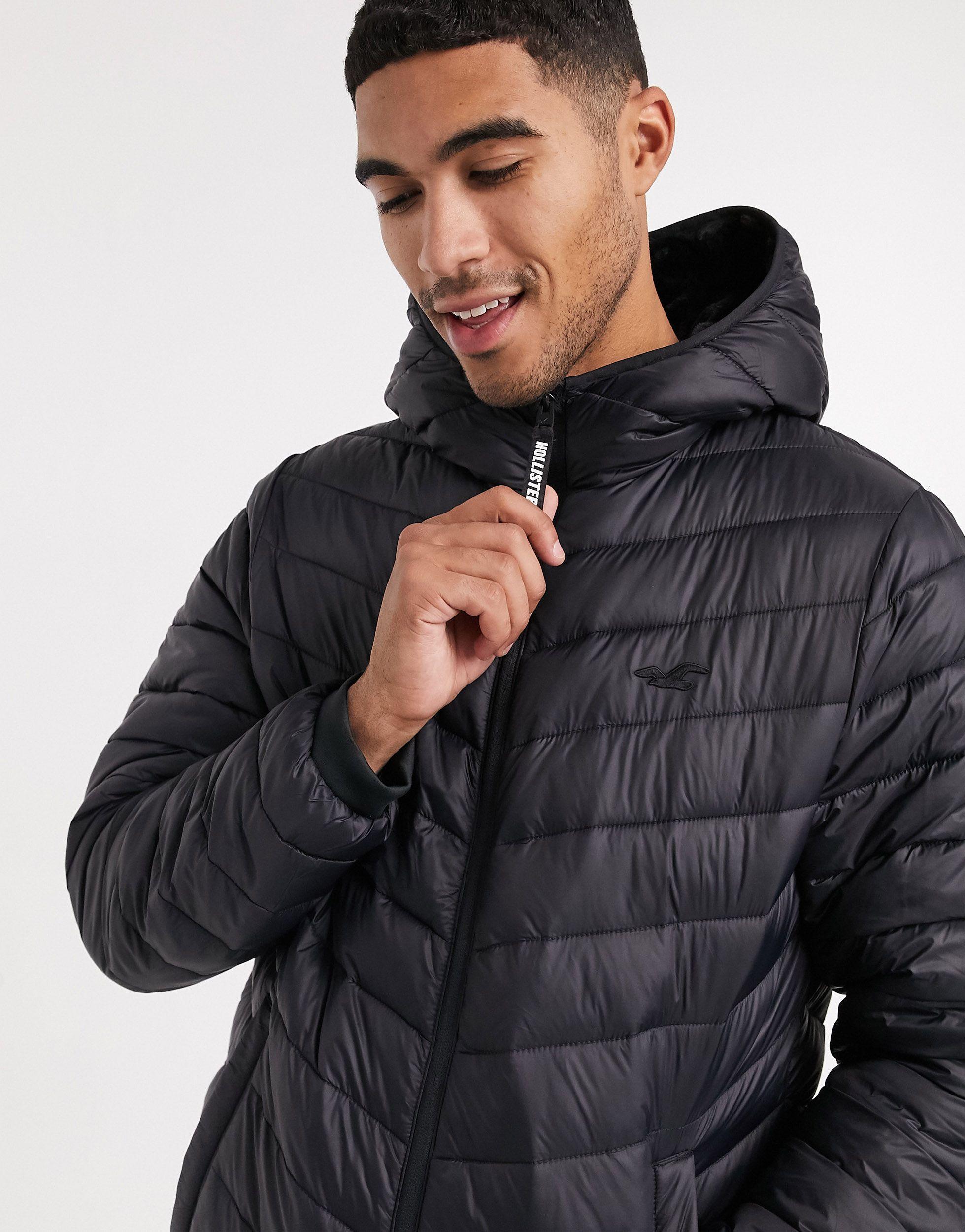 Hollister Cozy Lined Hooded Puffer Jacket in Black for Men | Lyst Canada