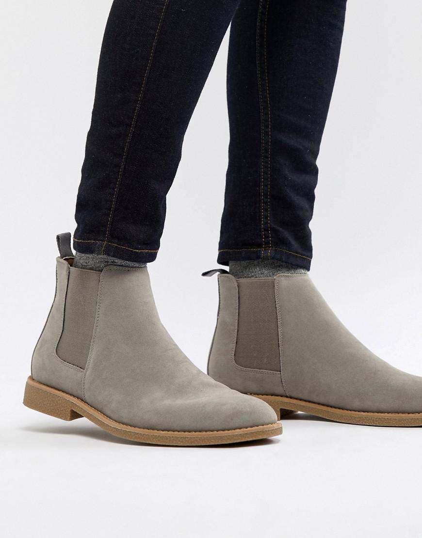 New Look Faux Suede Chelsea Boots In Light Grey in Gray for Men | Lyst