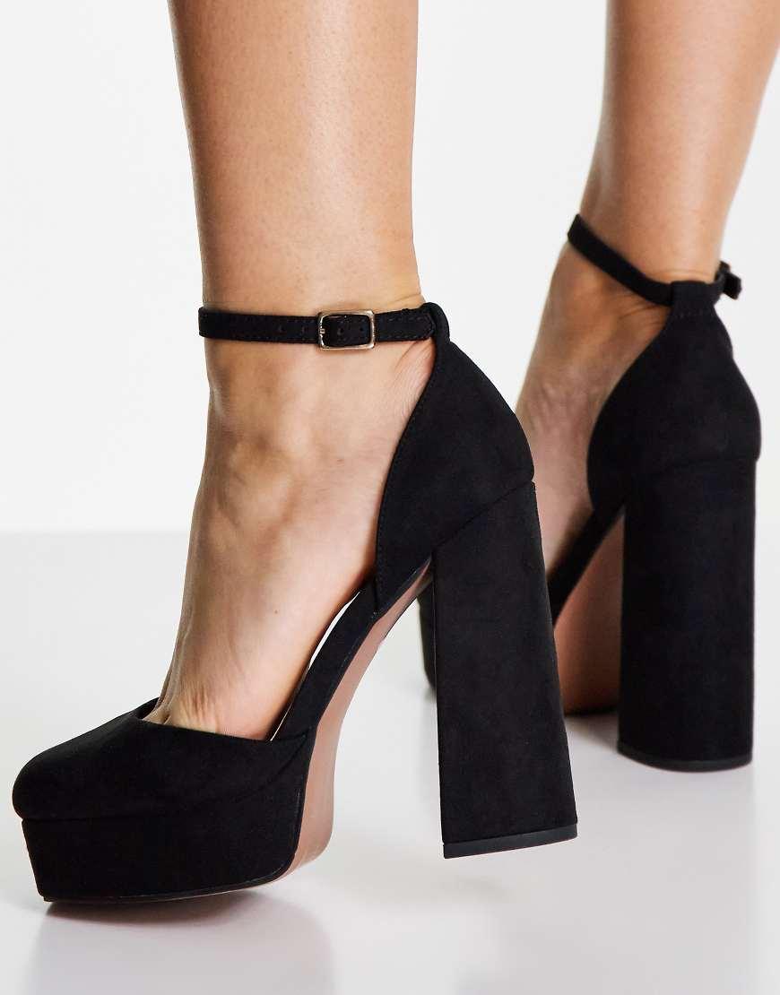 Asos Design Wide Fit Priority Platform High Block Heeled Shoes in