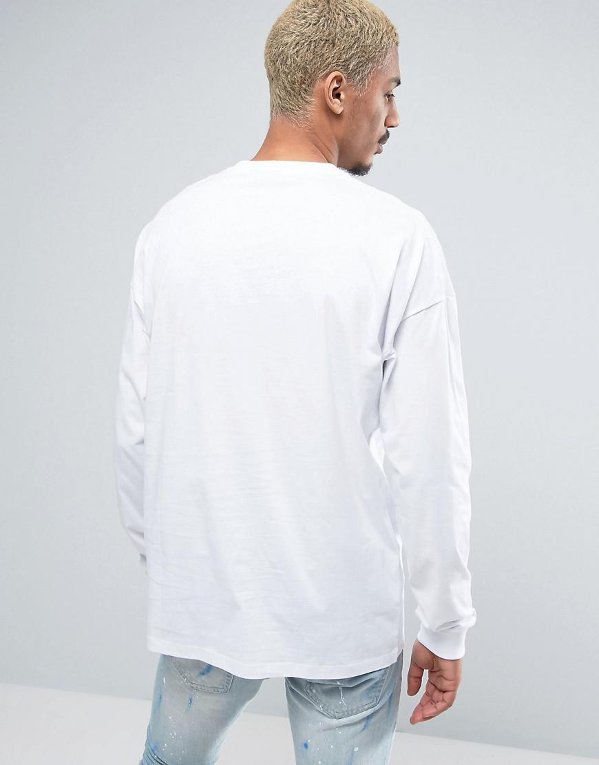 ASOS Oversized Long Sleeve T-shirt With Cuff In White for Men | Lyst
