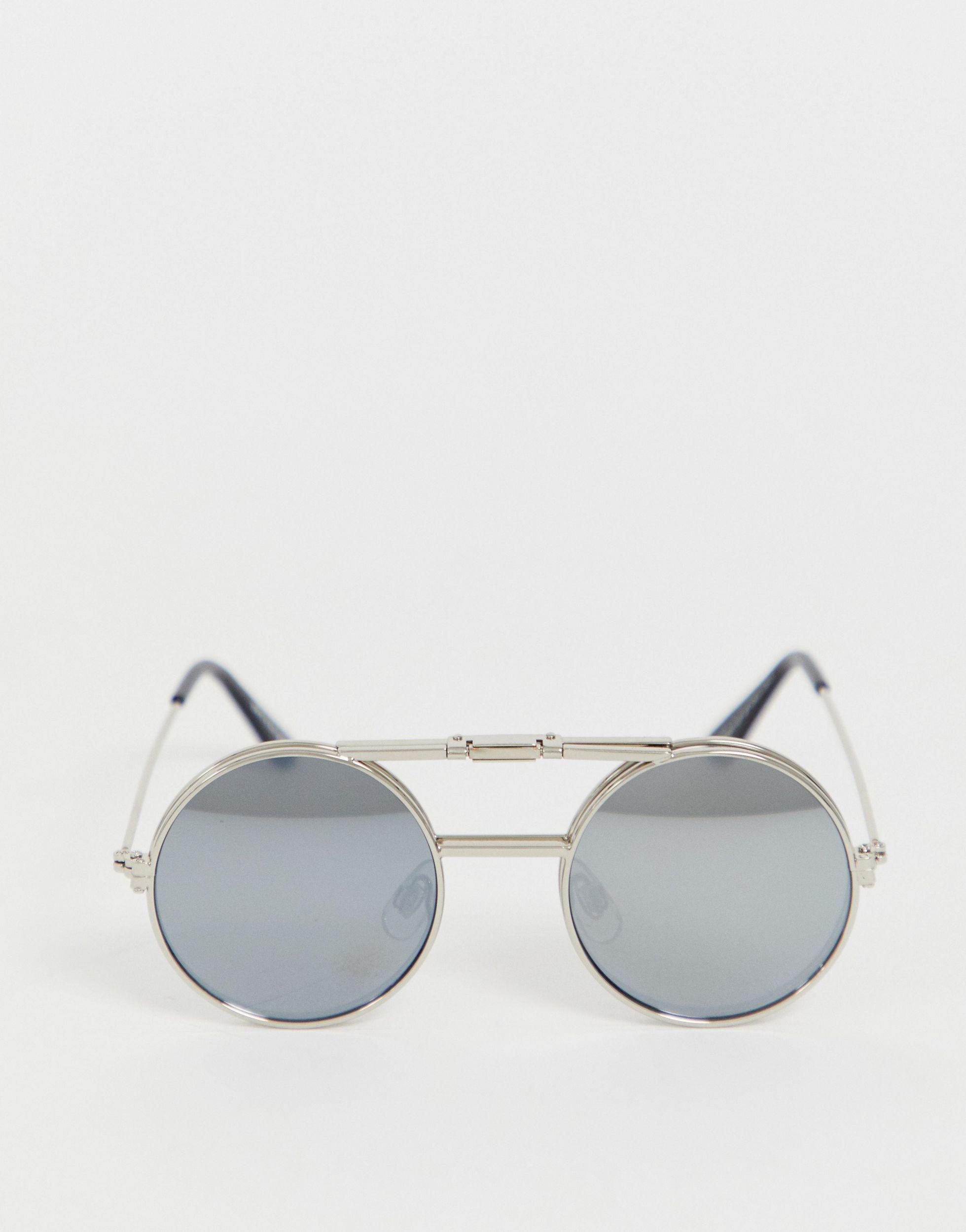 Spitfire Lennon Round Flip Up Sunglasses in Metallic | Lyst UK
