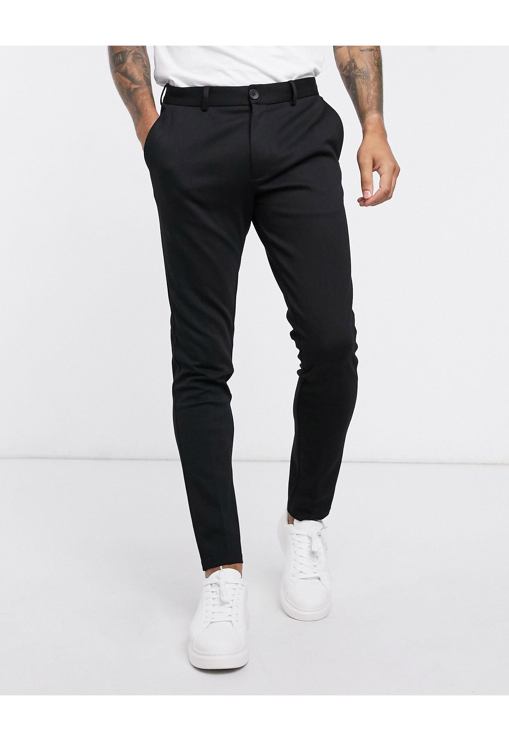 Jack Jones Intelligence Slim Fit Jersey Pants in Black for Men