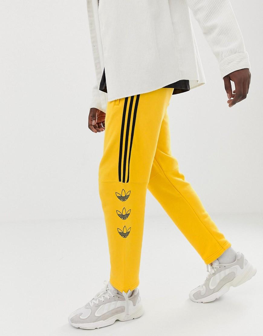 adidas Originals Cotton Trefoil Stripe Sweatpants In Yellow for Men - Lyst