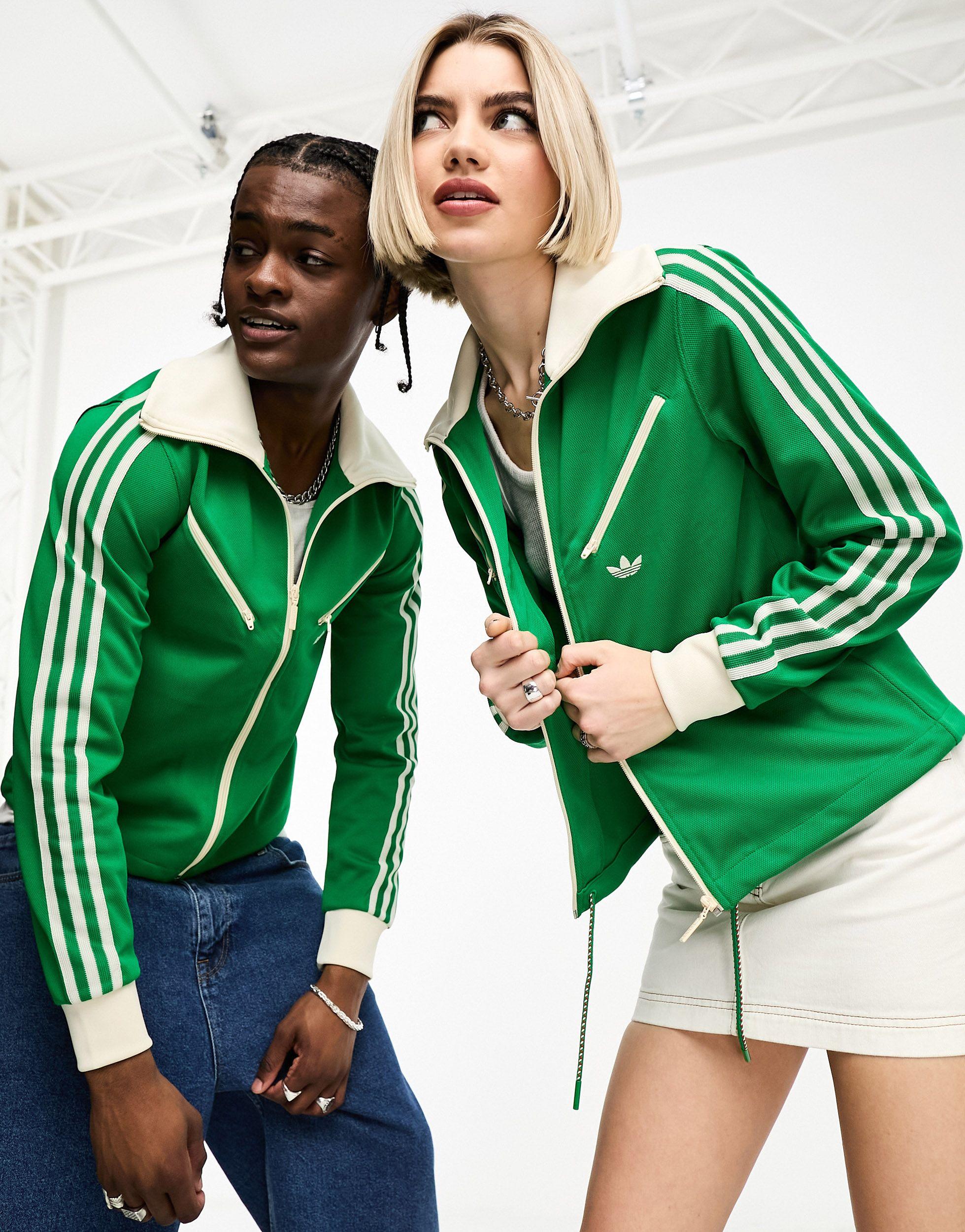 Adidas green top track jacket women's