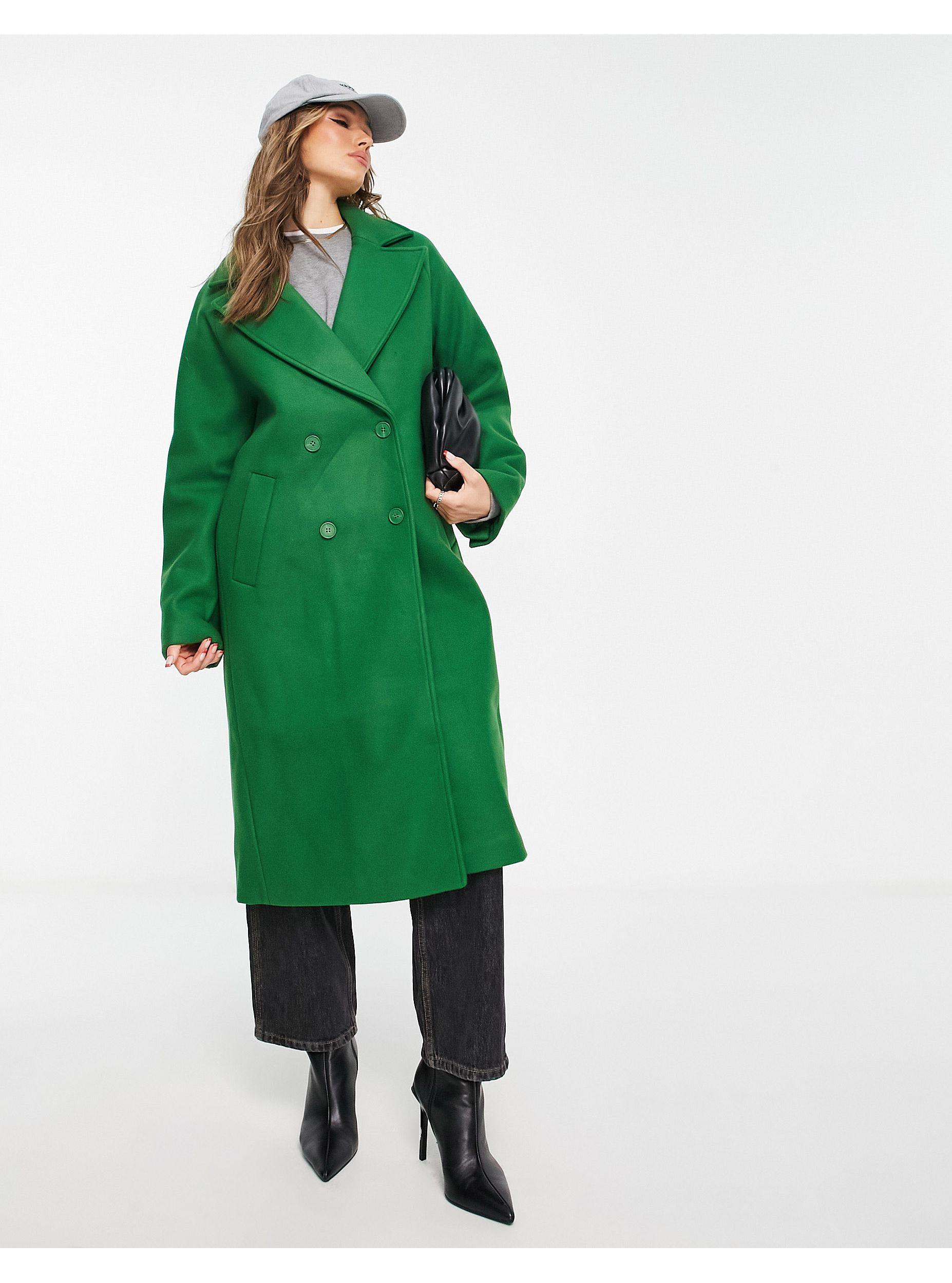 NA-KD X Klara Montes Wool Blend Midi Coat in Green | Lyst Canada