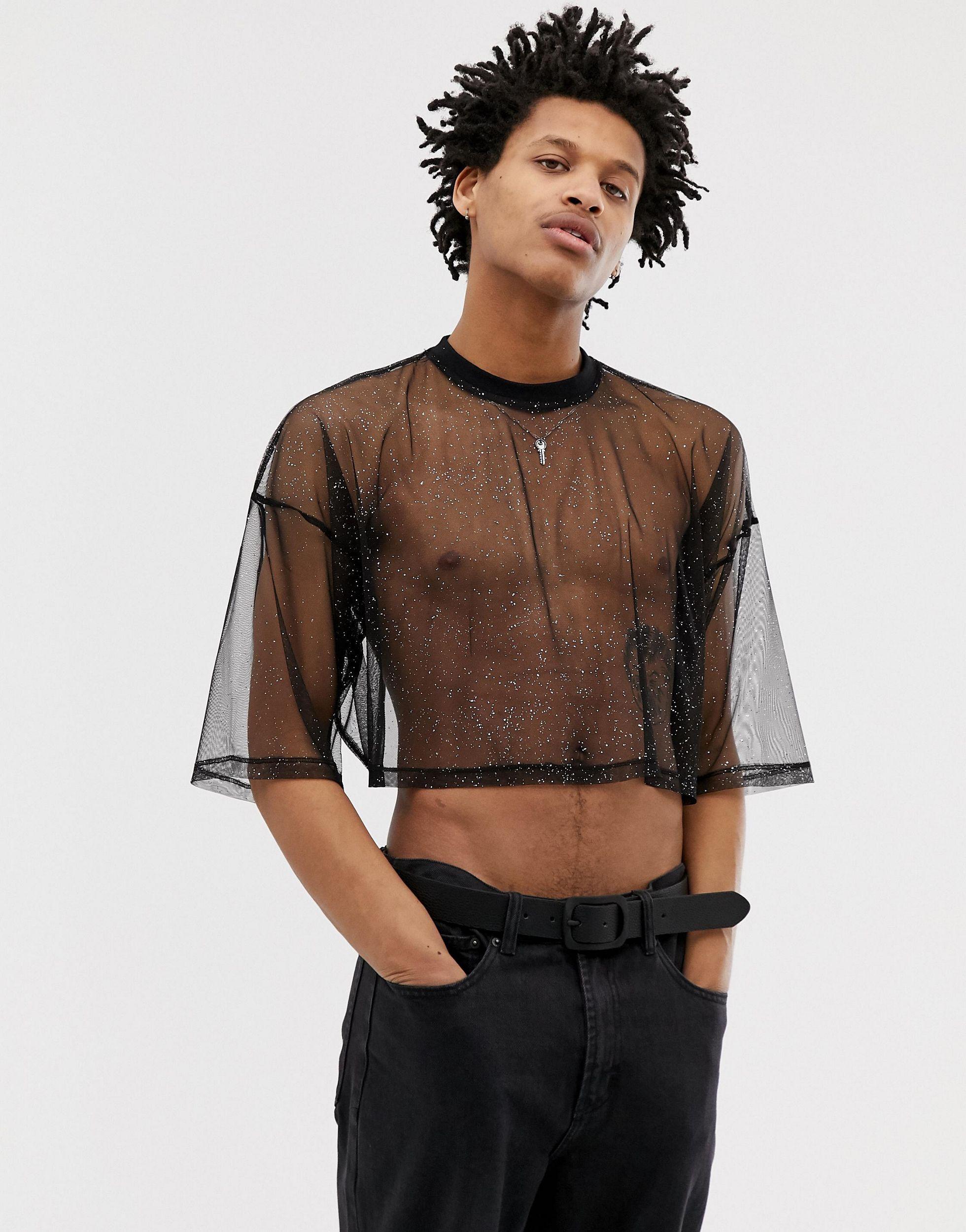 ASOS Synthetic Oversized Cropped T-shirt in Black for Men | Lyst