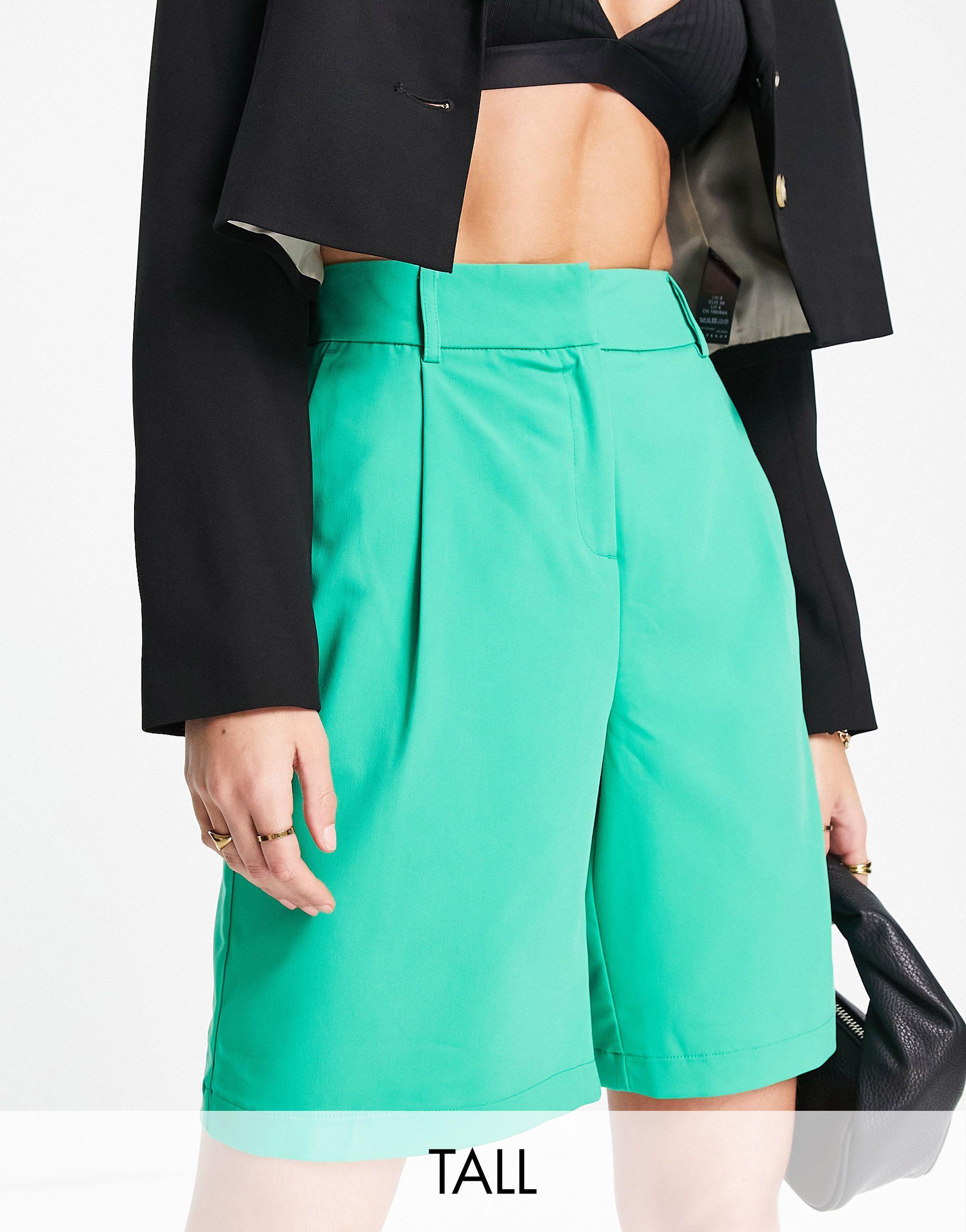 Vero Moda Tall Tailored City Suit Shorts in Green | Lyst