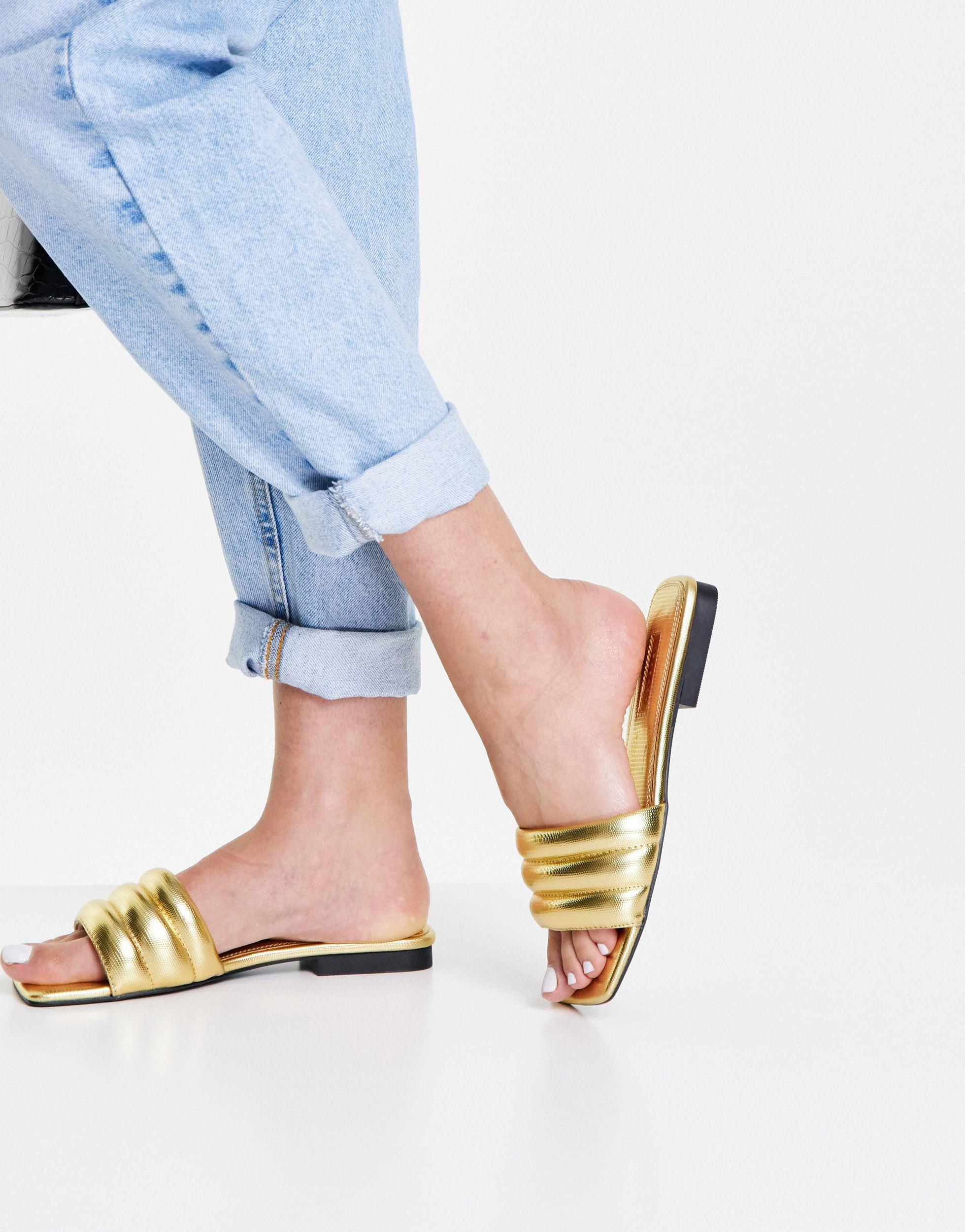 TOPSHOP Rubber Pampas Padded Sandal in Gold (Metallic) | Lyst