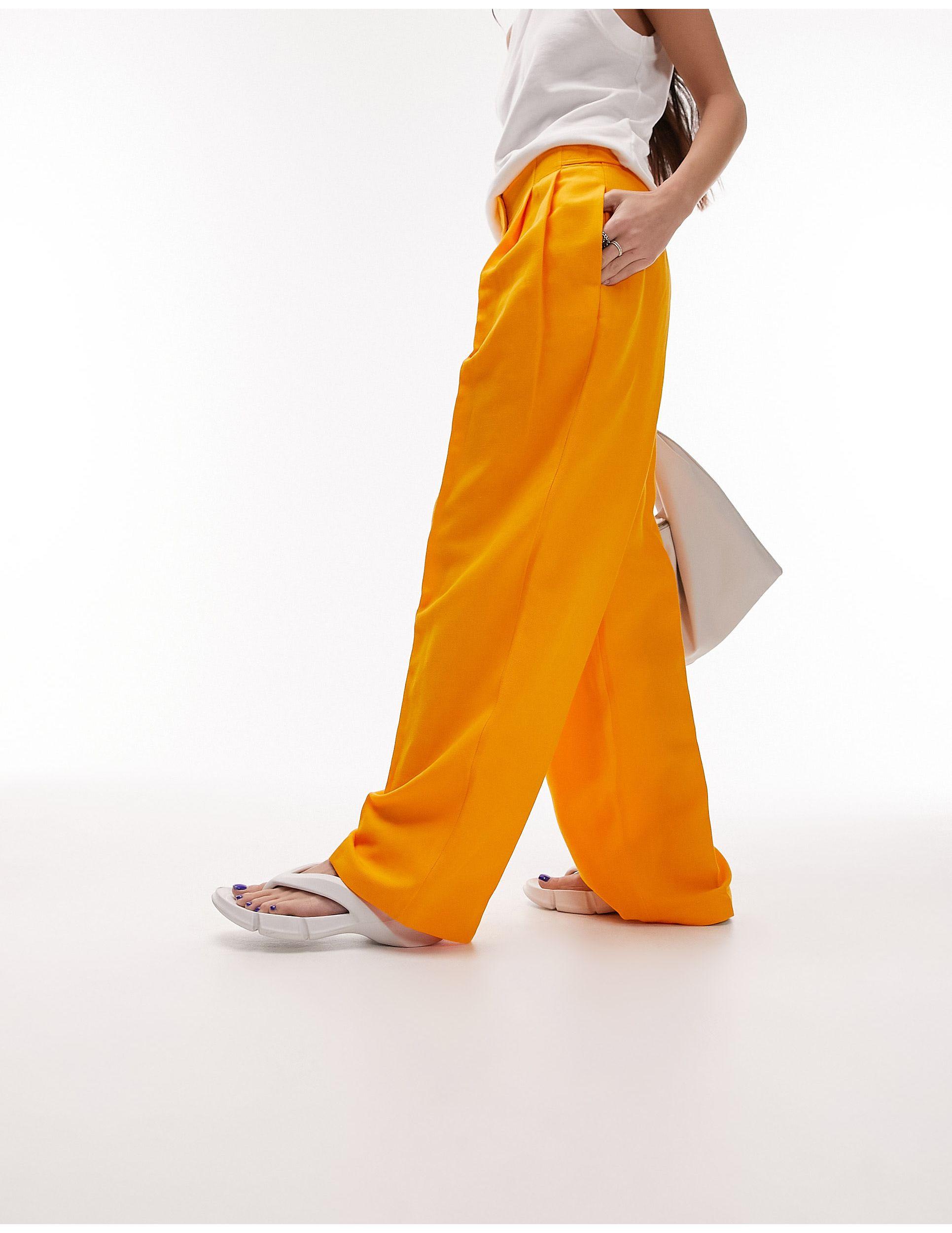 TOPSHOP Linen Blend Pants in Orange Lyst Canada