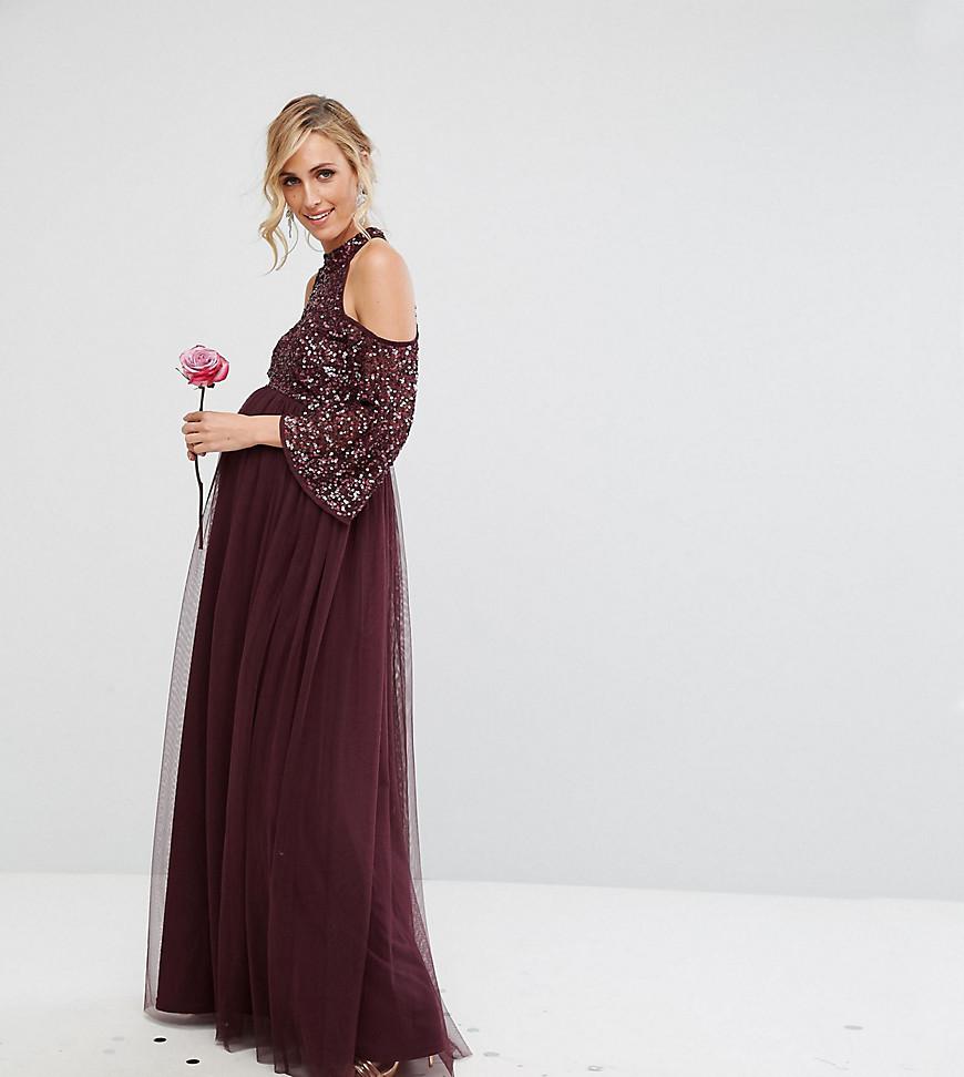 maya cold shoulder maxi dress