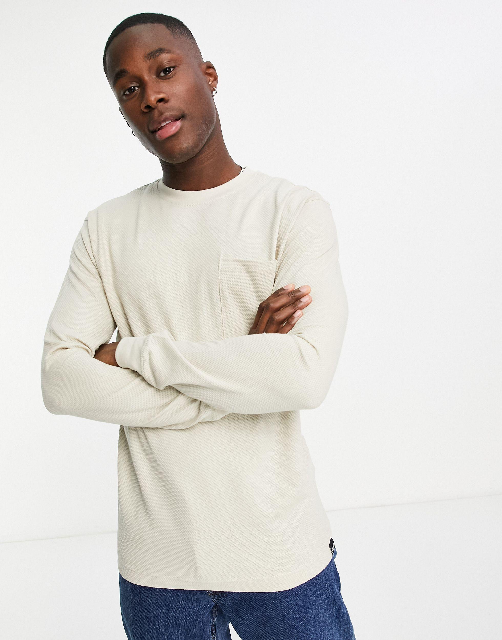 Only & Sons Long Sleeve Waffle T-shirt in White for Men | Lyst