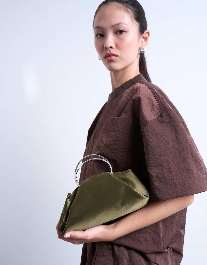 TOPSHOP Ginny Metal Handle Grab Bag in Brown Lyst UK - Main Image