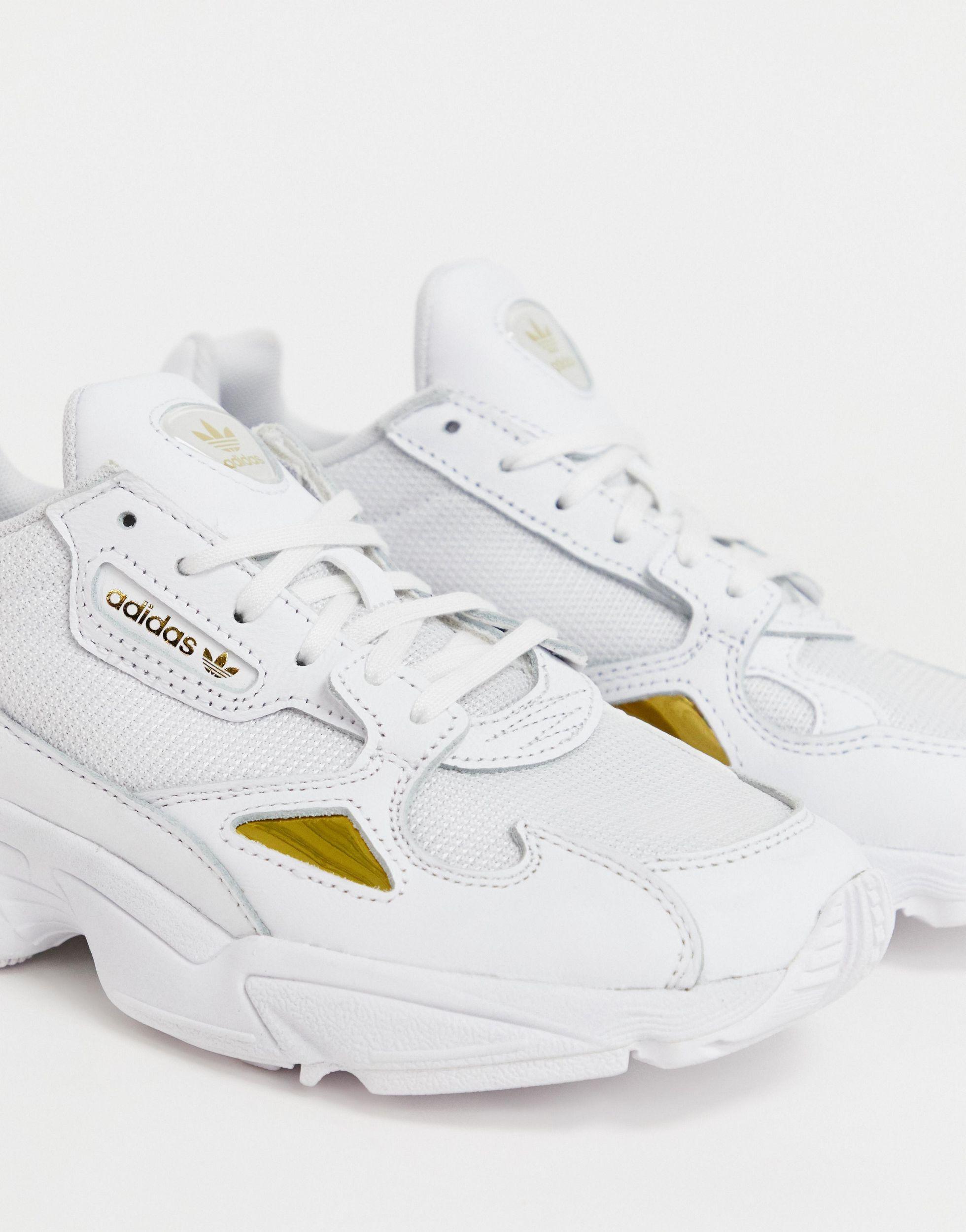 adidas Originals Leather Falcon Trainers in White / Gold (White) - Lyst
