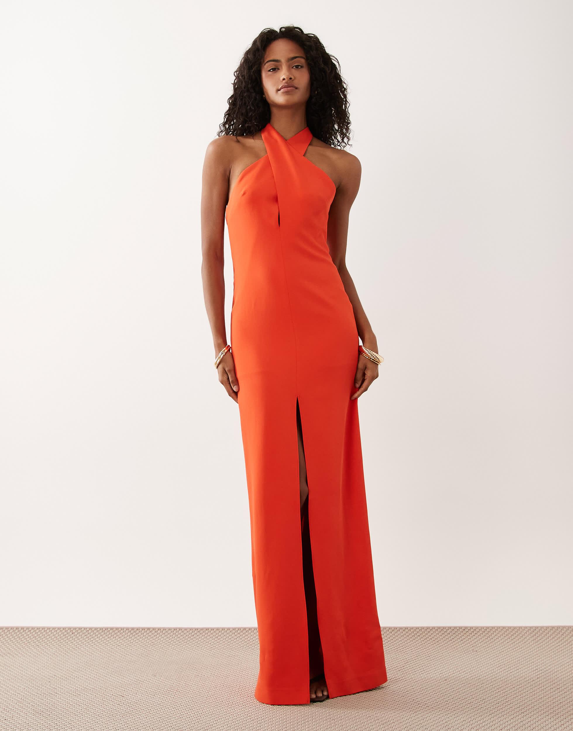 rose gold long dress with sleeves Rose Gold Sequin Halter Ruffled Mermaid Prom Gown