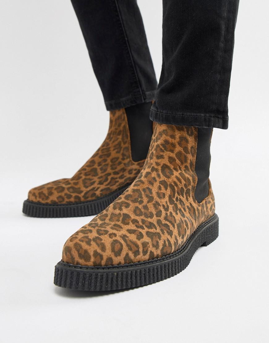mens cheetah print chelsea boots