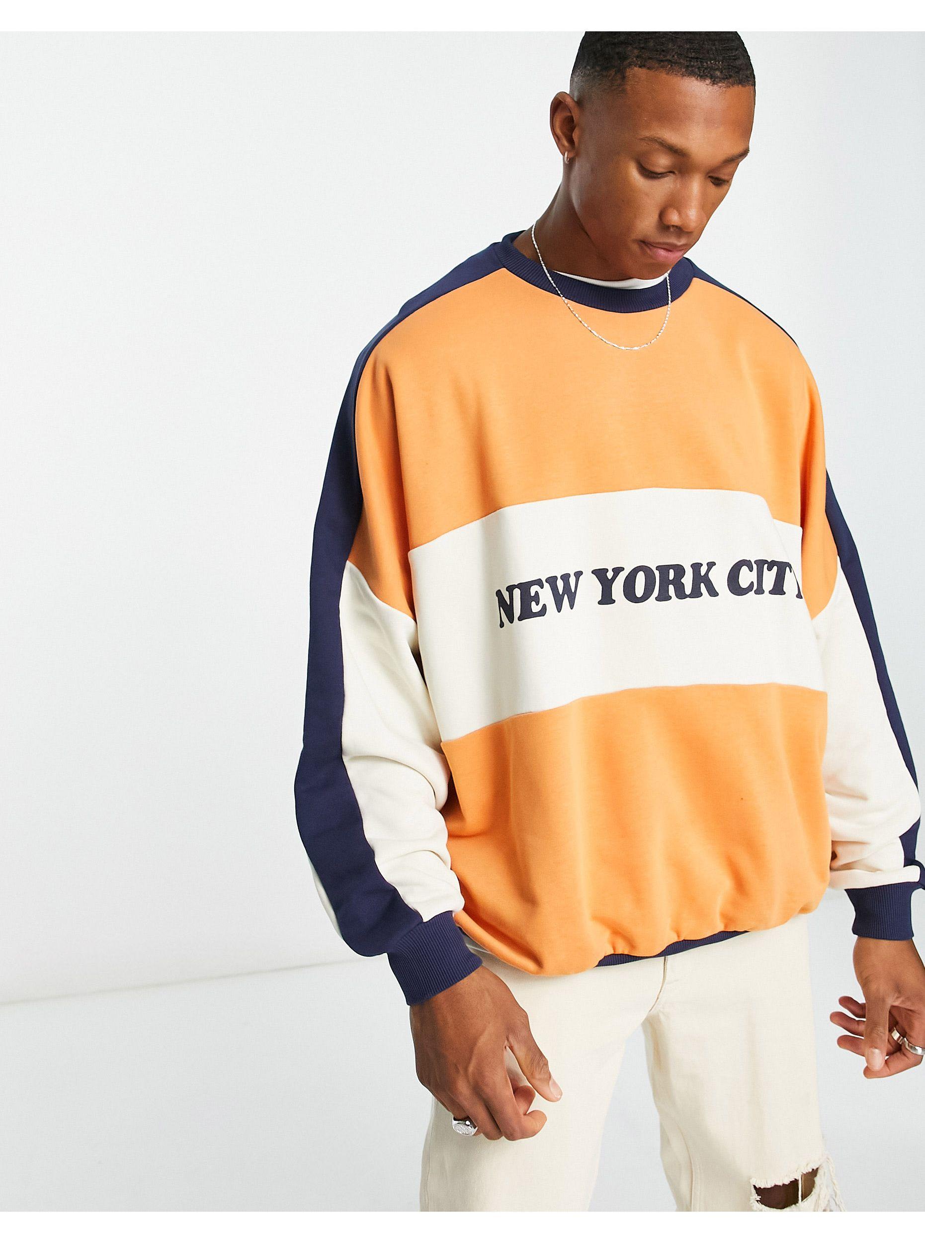 ASOS Super Oversized Sweatshirt With Colour Block in Orange for Men | Lyst  Canada