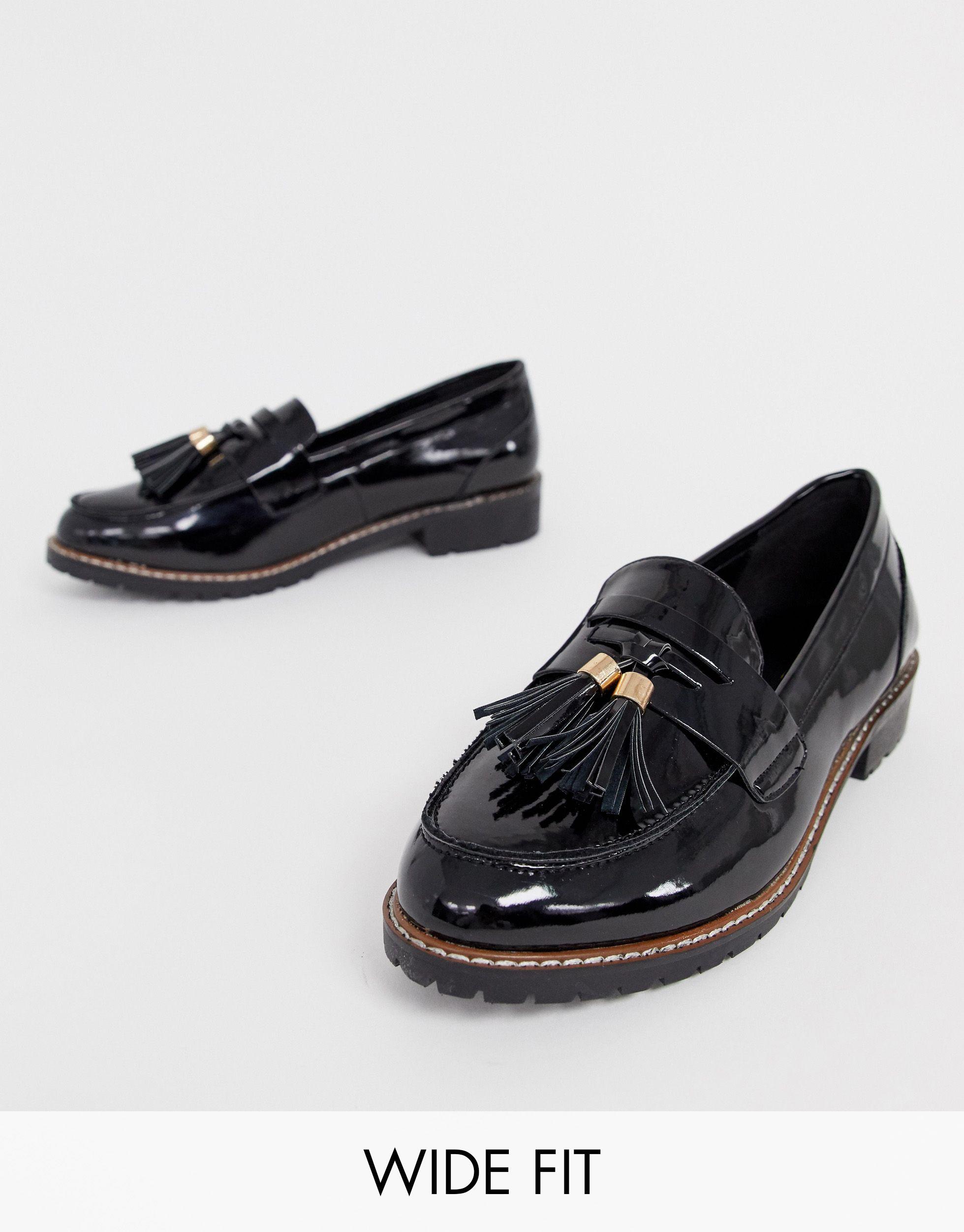 wide fit patent loafers