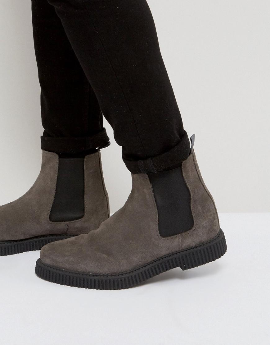 ASOS Asos Chelsea Boots In Grey Suede With Creeper Sole in Grey for Men -  Lyst