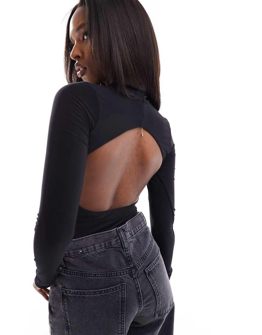 ASOS Double Layer Slinky Backless Bodysuit in Blue Lyst UK