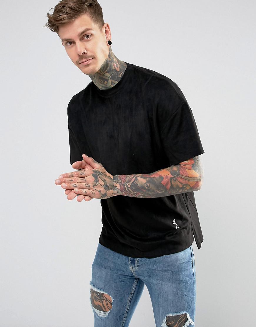 Religion T-shirt In Faux Suede With Step Hem in Black for Men - Lyst