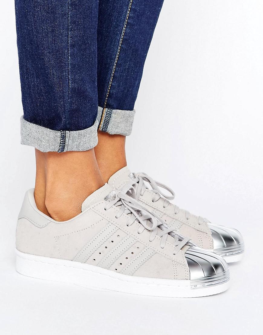 adidas Originals Leather Originals Gray Metallic Superstar Sneakers With  Silver Toe Cap | Lyst