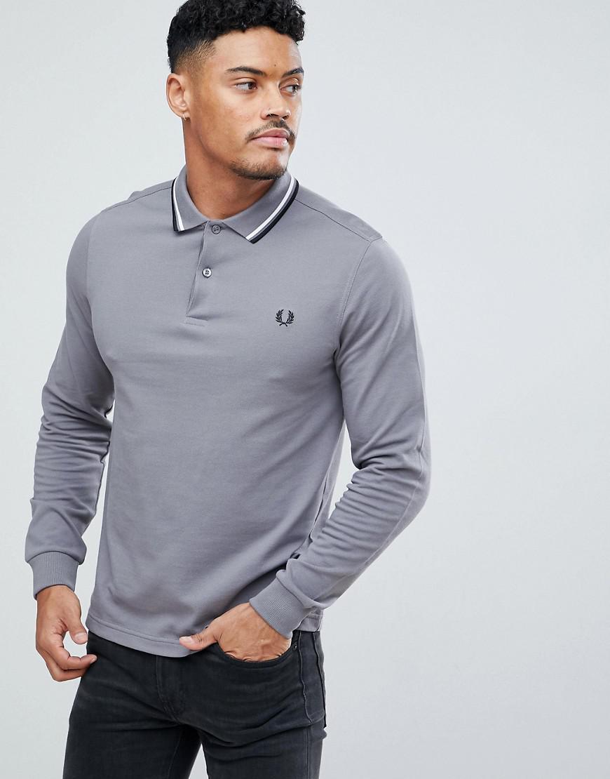 fred perry long sleeve twin tipped polo shirt