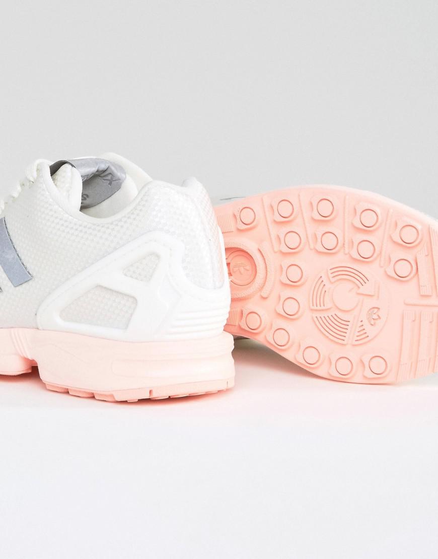 adidas Originals White Zx Flux Sneakers With Pink Sole | Lyst