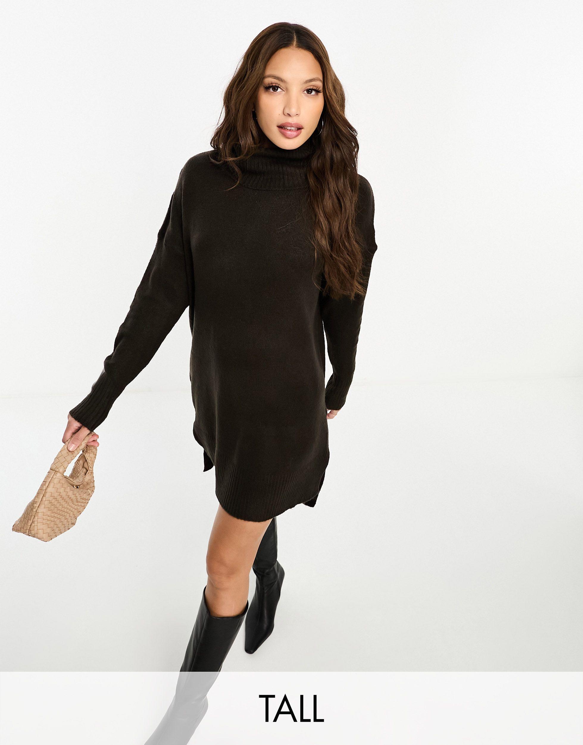 Tall ming robe pull col roule en maille marron chocolat Brave Soul en coloris Noir Lyst