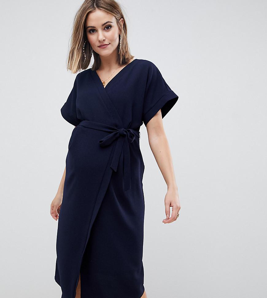 maternity wrap dress midi