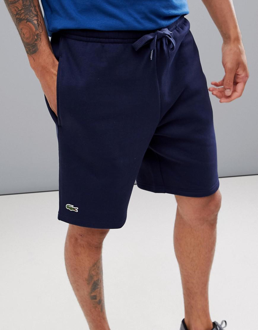 lacoste navy fleece shorts cheap online