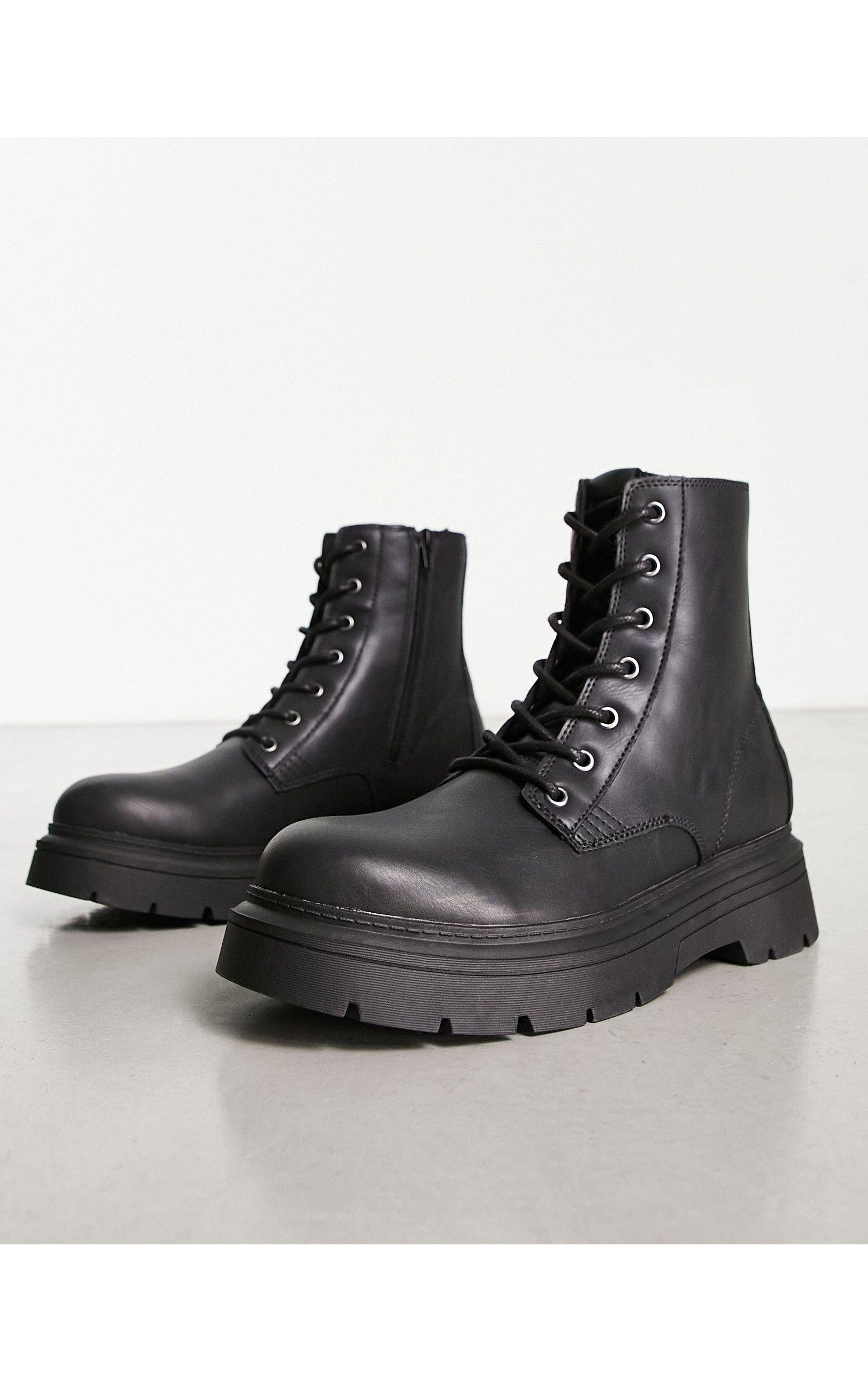 Pull&Bear Chunky Gum Sole Boots in Black for Men | Lyst