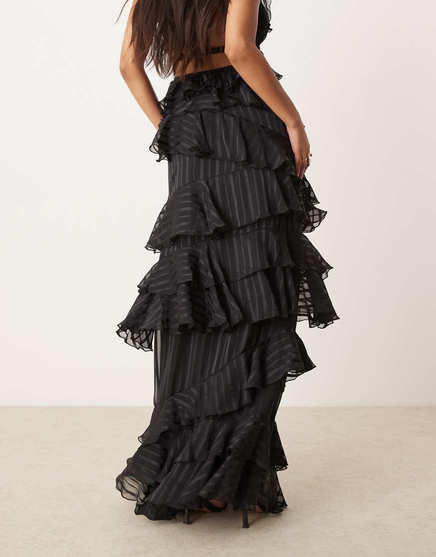 ASOS Occasion Ruffle Maxi Skirt Co-Ord in Natural Lyst UK