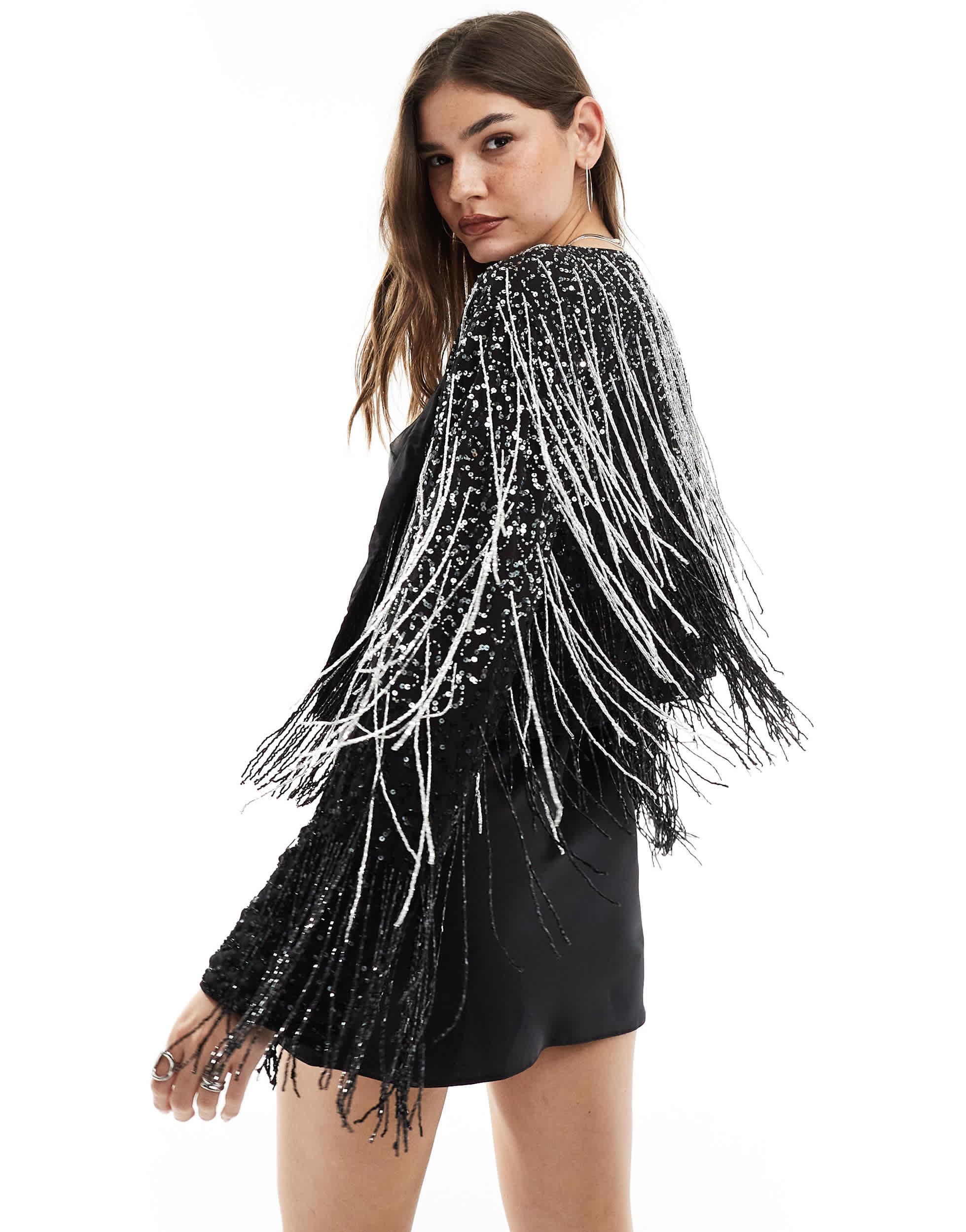 ASOS Beaded Fringe Festival Jacket in Black | Lyst ASOS Beaded Fringe Festival Jacket in Black | Lyst