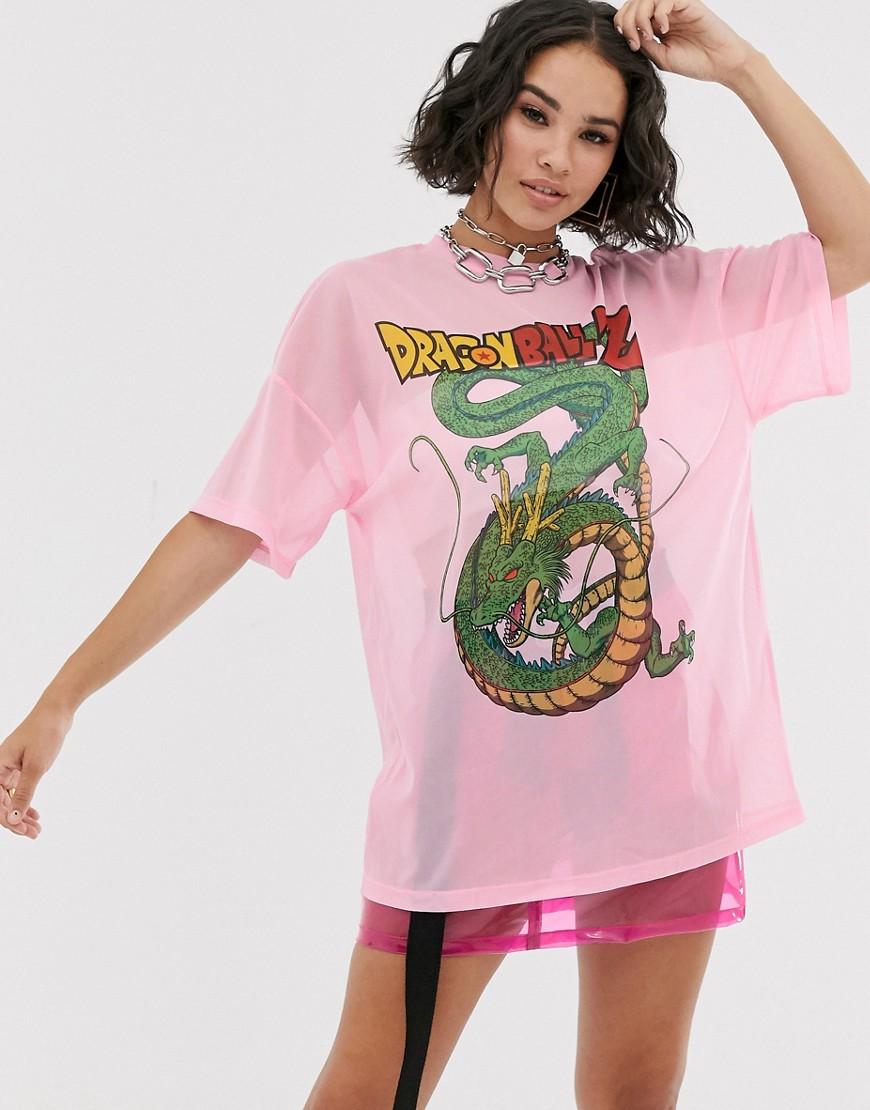 Bershka Dragon Ball Print Mesh T-shirt in Pink | Lyst Australia