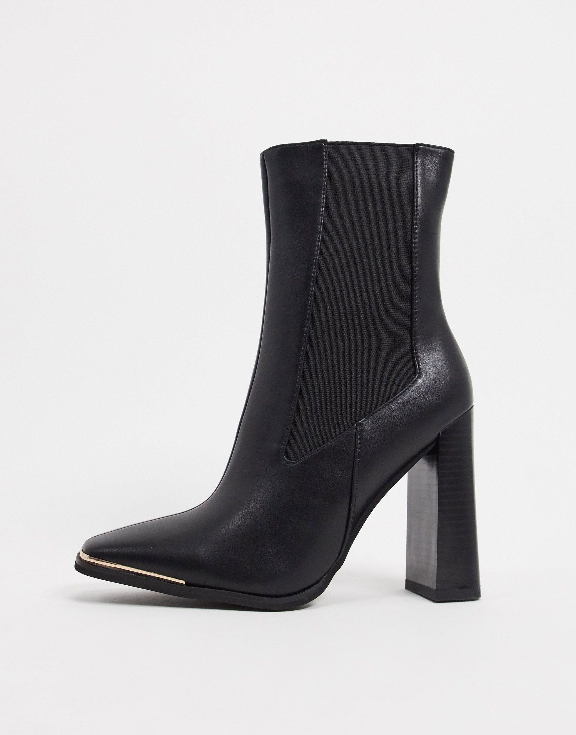 SIMMI Shoes Simmi London Melisa Square Toe Chelsea Boot With Gold ...