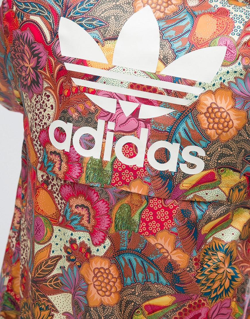 adidas Originals Farm Bright Floral Print Festival Windbreaker Jacket | Lyst