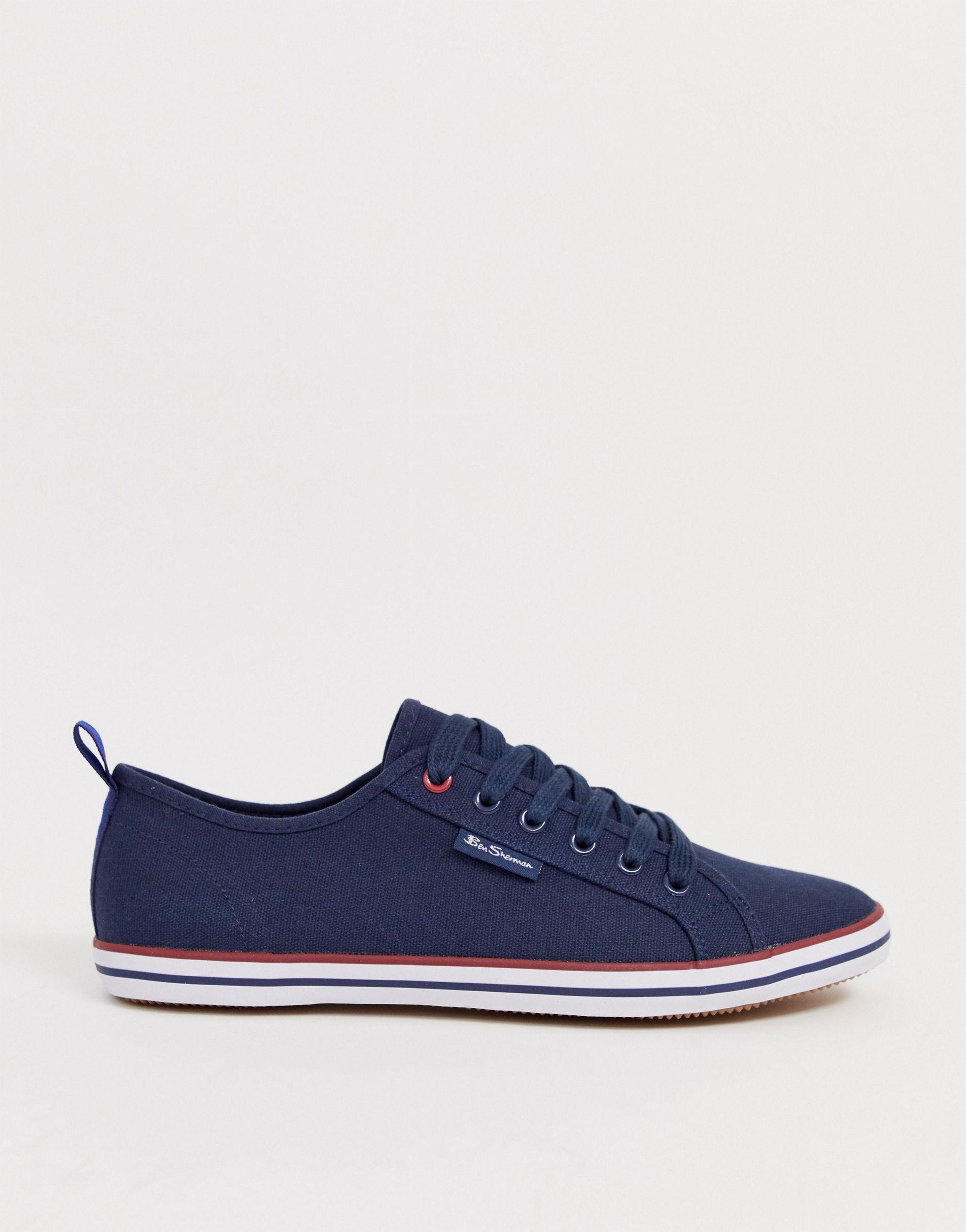 Ben Sherman Canvas Lace Up Plimsolls in Navy (Blue) for Men - Lyst