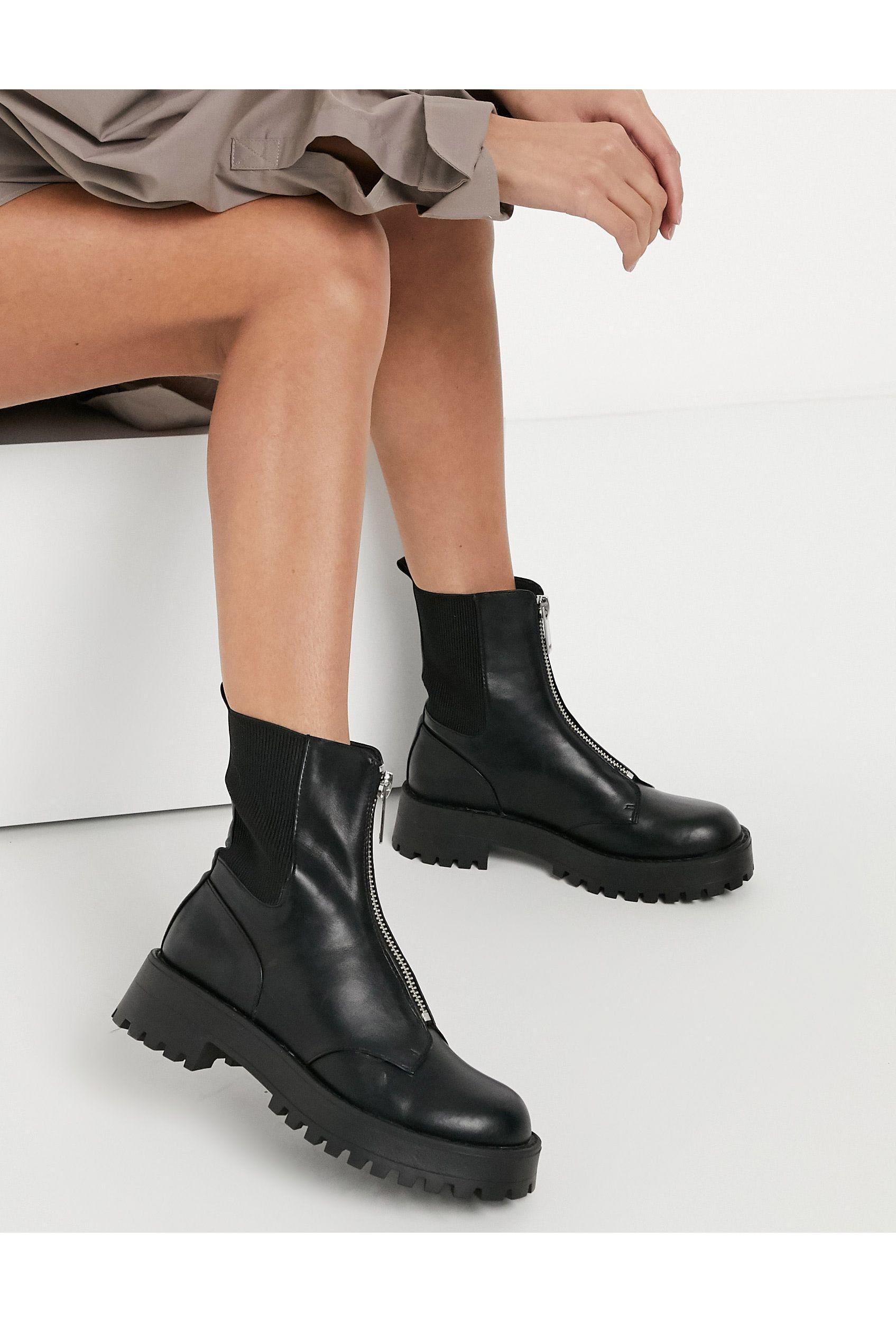 flat ankle boots with zip